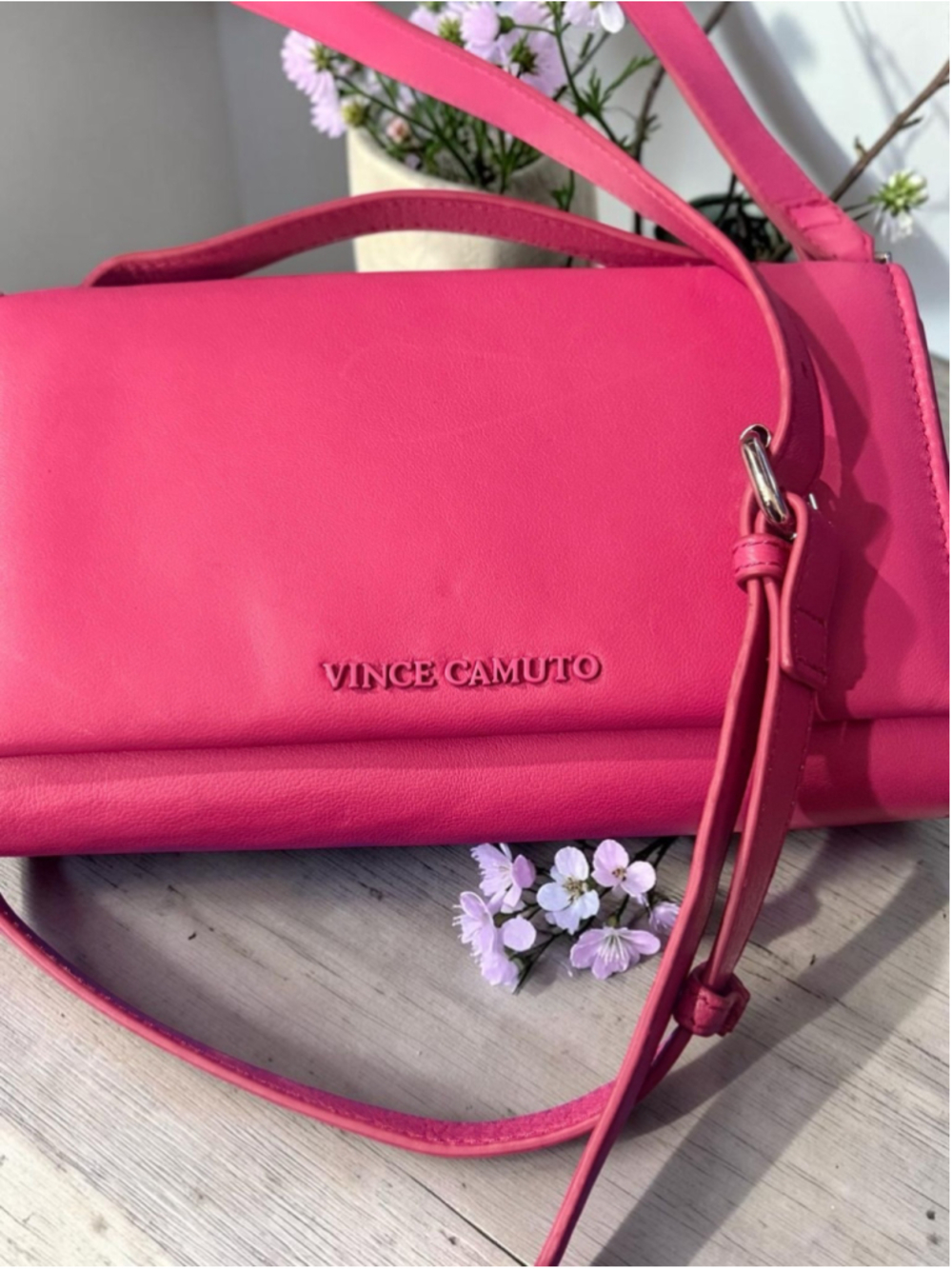 Vince Camuto Hot Pink Crossbody Barbiecore Minimalist Shoulder Bag